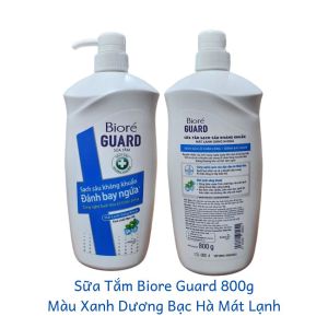 Sữa tắm Biore Guard EN069 sạch khuẩn đánh bay ngứa xanh bạc hà mát lạnh hồng có hạt mát xa 1.2kg