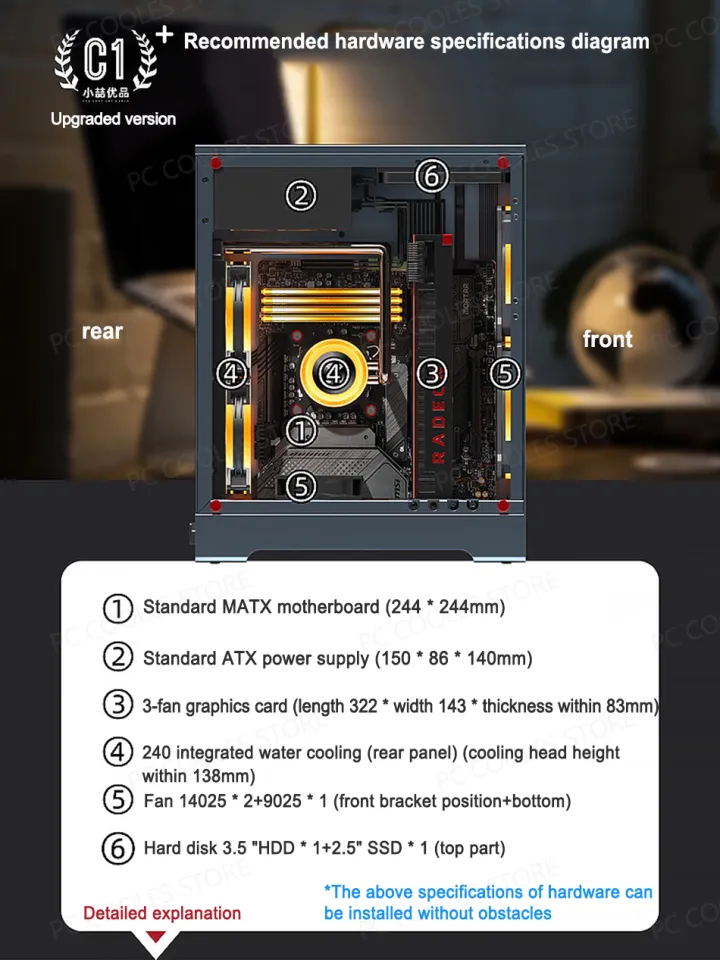 ZZAW C1 All Aluminum MATX/ITX Computer Case Support ATX Power - Main Image