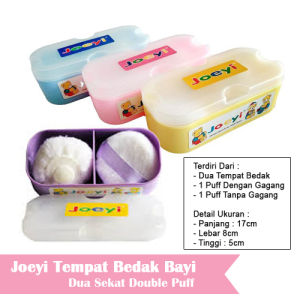 Tempat Bedak Bayi Joeyi Dua Sekat Double Puff Dengan Pilihan Warna Boy & Girl - Homemade.id
