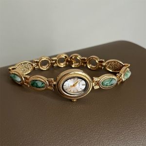 MASTERYX Oval Ladies Watch Colored Gemstones Elegant Wristwatch Vintage Gift Bracelet Watch