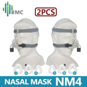[2 ชิ้น] BMC NM4 หน้ากากปิดจมูก สําหรับทุกขนาด พร้อมหมวก และเบาะรองนั่ง 3 ขนาด CPAP และ CPAP APAP อัตโนมัติ นอนกรน