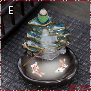 FinDee กระถางธูปกำยานควันน้ำตก สไตล์หิน / ดอกบัว incense burner