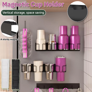 Magnetic Cup Holder Refrigerator Side Wall Rack Multifunction Metal Beverage Bottle Storage Stand Kitchen Storage Shelf