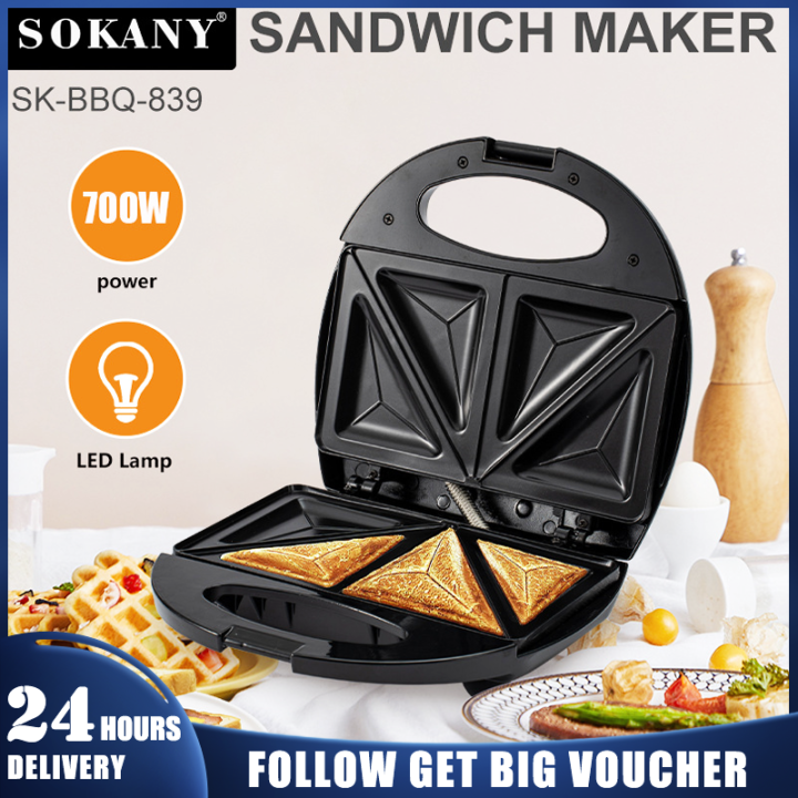 Sokany Sandwich Maker, Toaster and Electric Panini Press with Nonstick plates Lazada PH