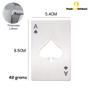 [Made For Drinkers] Stainless Steel Spade A Bottle Opener Poker-Shaped Playing Cards For Beer Bottle Opener