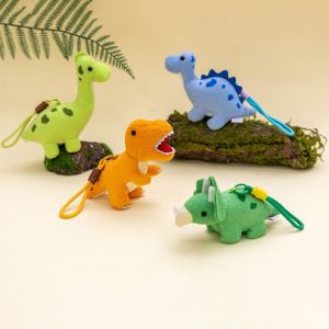 NUBE Cartoon Dinosaur Plush Keychain 17cm Bag Pendant Stuffed Animal Toy Long Neck Dinosaur Animal Keyring Kids Gifts