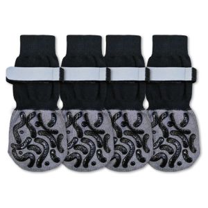 TITUSG 4pcs/set Anti-Scratch Anti-Slip Dog Socks Adjustable Waterproof Dog Boots Highly Elastic Breathable Dog Shoes Outdoor Indoor