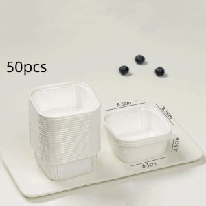50Pcs Square Paper Cupcake Baking Puddings Mousse Cup Dessert Cup Muffin Cake Tray Baking Packaging