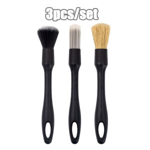 Ultra Soft Car Cleaning Brush 3PCS Kit Synthetic Bristles For Dashboard Vents Interior Detailing Long Handle