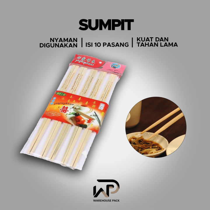 Sumpit Kayu Bambu Isi 10 Pasang | Sumpit Mie | Sumpit bambu sekali ...