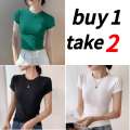 Buy 1 Get 2 Free (Total 3 pcs) Korean Sexy Double Lined Women's Tops Basic Casual double lining. 