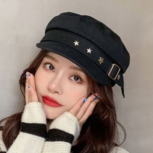 ALICE XU mũ nồi hàn quốc mũ beret nữ Thời trang Anh Quốc Nữ Mũ Gatsby Đầu Phẳng Phong cách Hàn Quốc Mũ thủy thủ Mũ Newsboy Mũ nồi ngôi sao Mũ lưỡi vịt
