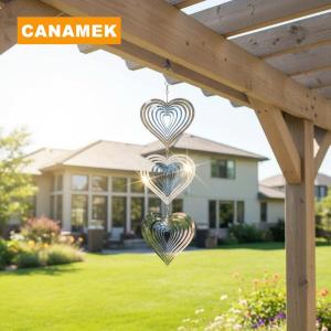 【CANAMEK】 Reflective Wind Spinners 3D Stainless Steel Bird Deterrents for Garden Outdoor Repellent Sculpture Hanging Decoration