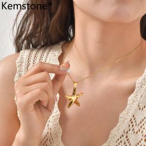 จี้สร้อยคอสแตนเลสปลาดาวชุบทอง18K Kemstone สำหรับผู้หญิงเครื่องประดับฤดูร้อน