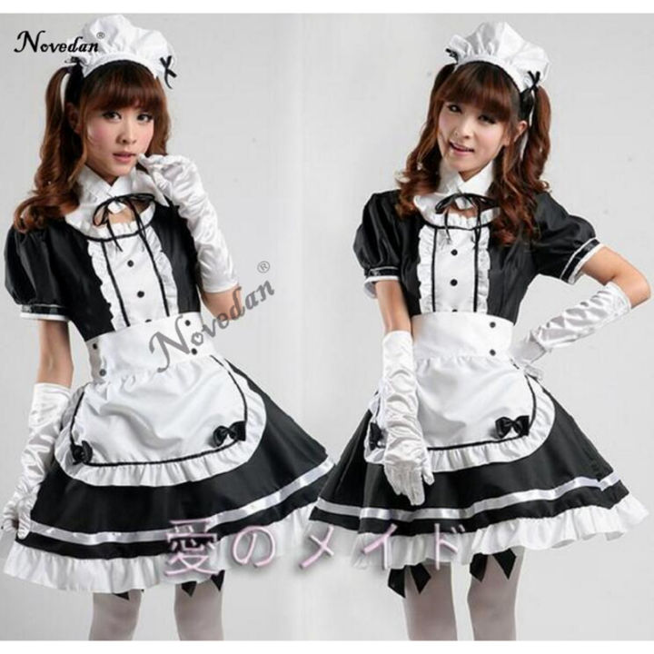 Sexy French Maid Costume Sweet Gothic Lolita Dress Anime Cosplay Sissy ...
