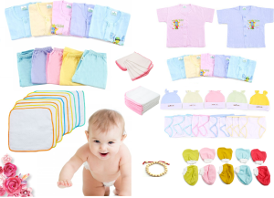 [TẶNG VÒNG DÂU TẰM] Set 70 Món Đồ Dùng Sơ Sinh( 5 áo màu nút giữa tay ngắn + 5 áo màu nút giữa tay dài + 10 tã dán + 20 khăn sữa 4 lớp + 5 cặp bao tay + 5 cặp bao chân + 5 nón + 5 quần dài + 10 tã lót )