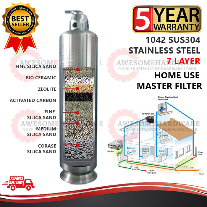 (7 LAYER) 1042 SUS304 STAINLESS STEEL OUTDOOR MASTER WATER FILTER SAND