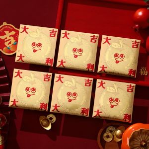 SCHOOLING GRIN68IN6 6Pcs ปีขนมขบเคี้ยว ซองจดหมายสีแดง Fu Lucky วันตรุษจีน ปีใหม่จีน  สีแดงเเดง ซองแพ็คเก็ต ปาร์ตี้ซัพพลาย