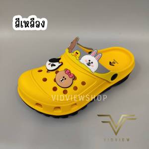 VIDVIEW !!ลดสนั่น!! รองเท้าหัวโต ลาย Line Friends หญิง Adda 5TD24WB พื้น 2density เบอร์ 36-39 ฟรี Jibbitz