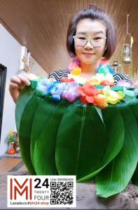 2 ชิ้น กระโปร่งใบไม้ มาลัยคอพวงใหญ่ 1 ชุด กระโปรงฮาวาย มาลัยคล้องคอ มาลัยดอกไม้ มาลัย มาลัยฮาวาย พวงมาลัย ฮาวาย m24