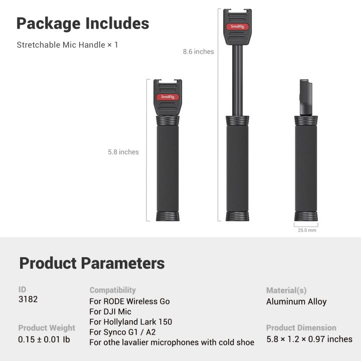 SmallRig Interview Microphone Handle , Stretchable Mic Handle for RODE ...