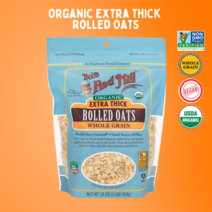 Bobs Red Mill Organic Extra Thick Rolled Oat |  ข้าวโอ๊ตแผ่นแบบหนาพิเศษ ออร์แกนิค  454g | Sunshine Market