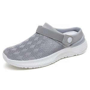 Womens Summer Shoes Breathable Single Shoes Closed Toe Half Support Casual Shoes Export Womens Shoes Solid Color Versatile Mesh Slippers 7