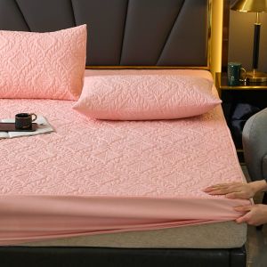 1ชิ้นผ้าปูเตียงแบบนูนขนาดคิงไซส์แผ่นปูเตียงแบบพอดีตัวป้องกันที่นอนนูมระบายอากาศได้ดี