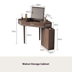 Solid wood table bedroom corner triangular shaped dressing table for storage
