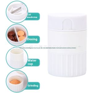 เครื่องมือสำหรับบด/ตัด/ลับคมอิเล็กทรอนิกส์ยา VINTLOOKถ้วยน้ำกล่องยาผงบดสี่ในหนึ่งกล่องยาครัวเรือนกล่องยาแบบพกพากล่องยา