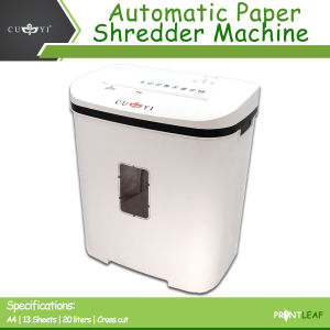 Printleaf  CUYI 20L Automatic Paper Shredder Machine A4 13 Sheets