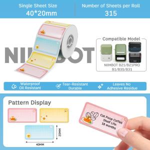 NIIMBOT B1 Inkless Label Printer with Bluetooth & USB Connectivity Direct Thermal 203dpi Printing for Greeting Cards & Labels Portable Supermarket Commercial Printer