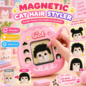 JMY Magnetic Bead Drawing Board Kids Doodle Board Kitten Multiple Hairstyles Educational Learning Toy Magnetic Bead Art Board Toddler Creative Gift