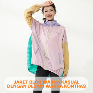 WiZi Jaket Parasut Olahraga Wanita Jaket Macaron Berwarna-Warni Oversize Airy