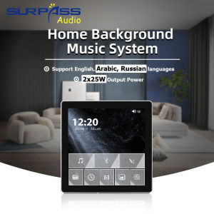 4inch Bluetooth Wall Amplifier Touch Screen Mini Stereo Amp Home Theater Sound System Audio Single piece Support Fm Radio Aux TF card for Residential Hotel