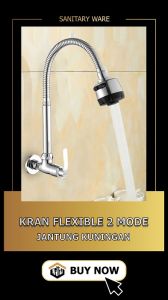 KRAN ANGSA FLEKSIBEL / FLEXIBLE ANGSA DAPUR ON OFF (HIGH QUALITY) KRAN ANGSA CUCI PIRING FLEXIBLE 1/2 INCH CHROME TEMBOK