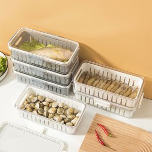 SKYJS Stackable Refrigerator Storage Box Removable with Lids Fresh-keeping Box Multifunctional with Drain Fruit Vegetable Storage Box Refrigerator