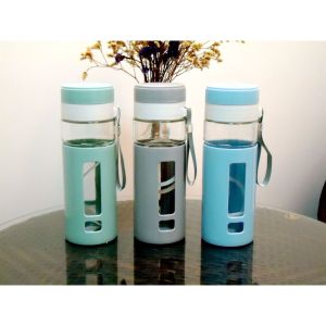Botol Minum Kaca Lapis Karet Motif Lucu Tumbler Kaca Botol Minum Kaca Motif Cover Plastik 750ml