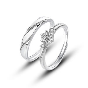 SUKI DAKARA Couple Rings S925 Sterling Silver Love at First Sight Minimalist Design Romantic Jewelry for Lovers