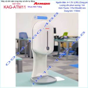 Máy xịt cồn cảm ứng Atmor KAG-ATM11 đặt bàn Máy phun cồn tự động 1.1 lít dùng pin cho trường học
