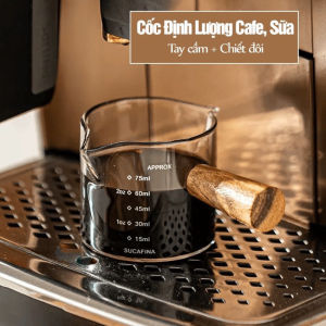 [HCM] Cốc Thuỷ Tinh Cán Gỗ Đong Cafe Sữa100ml -TyHome