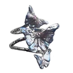 Retro Butterfly Flexible Sizing Metallic Colorful Hues Comfortable Finger Ring For Trendy Outfits