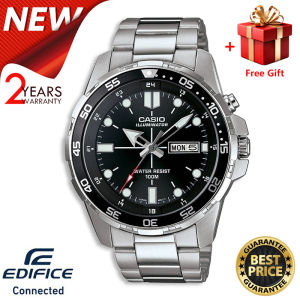 【2YEARS WARRANTY】Edifice Chronograph Men Business Fashion Watch Shockproof and Waterproof Full Auto-Calendar Stainless Steel Mens Quartz Wrist Watches MTD-1079D-1AV