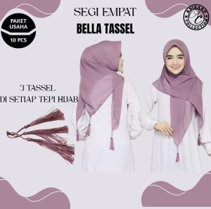 HIJAB SEGI EMPAT BELLA TASSEL isi 10 pcs - Paket Usaha
