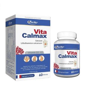 Viên uống Calci hữu cơ Vita Calmax Nhập Pháp D3 K2 giúp xương chắc khỏe không gây nóng táo bón  không lắng cặn -Dùng cho trẻ trên 6 tuổi -60 viên