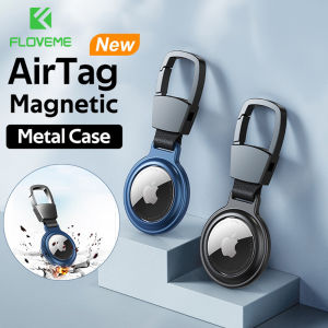 FLOVEME Magnetic Aluminum Alloy Case For Air Tag Keychain Airtags Accessories Aluminum Alloy Protective Anti-Lost Shockproof Cover For Tag
