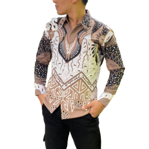 Outer Kemeja Batik Pria Lengan Panjang Sri Kencana Inner Furing Katun Halus Premium
