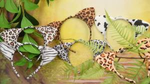 Animal Ears Headband Assortment - Cheetah Zebra Leopard Ears Hairbands for Forest Theme Birthday Cosplay Party Decorations and Supplies (24 Pieces)