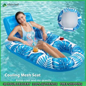 Sikiwind Inflatable Pool Recliner Floater Multifunctional Pool Floating Backrest Chairs Foldable Adults Swimming Pool Accessories