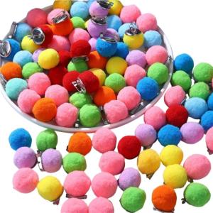 Pack Of 10 Colorful Pompoms Clip Plush Balls Safety Pin Curtain Clothing Embellishment Accessory For Wedding Decoration